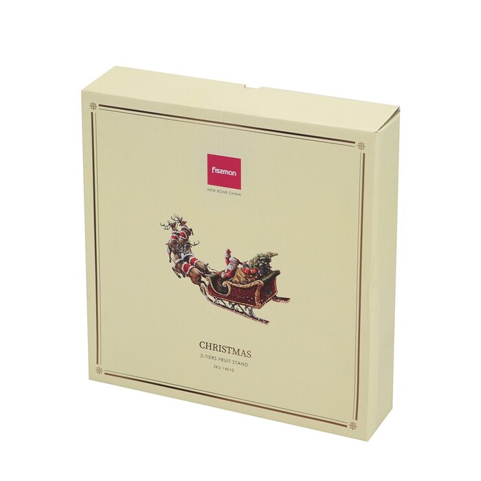 Фруктіниця Fissman CHRISTMAS 2-ярусна 19-27 см порцеляна (14010)