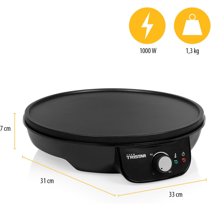 Млинниця електрична 30 см, чорна Tristar