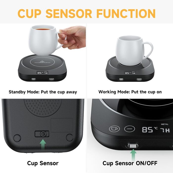 Електричний підігрівач для чашок 36 Вт, чорний BTOYM