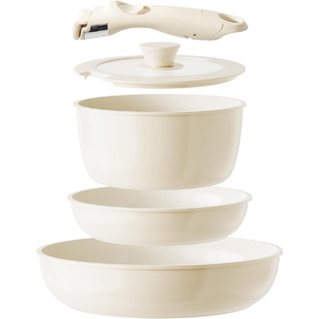 Набор посуды с крышкой и съемной ручкой, 5 предметов, бежевый Redchef