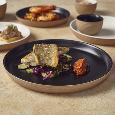 Тарілка 25*h 2.5 см см, Kava Black Stoneware Ribbed, GenWare