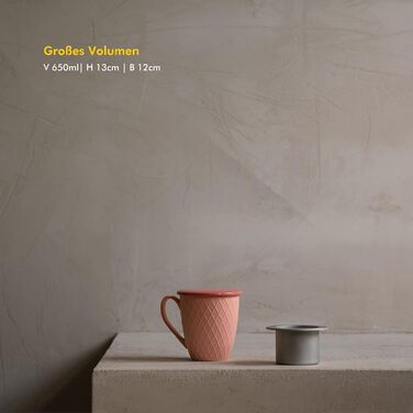 Чашка для чаю 650 мл з ситечком та кришкою, коралова KIVY