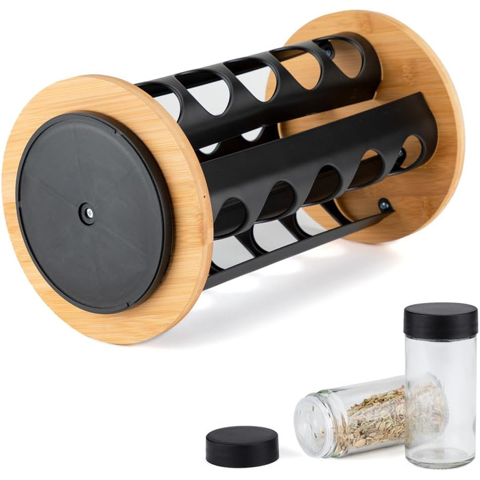 Обертова карусель на 20 баночок для спецій чорна EliteHoff