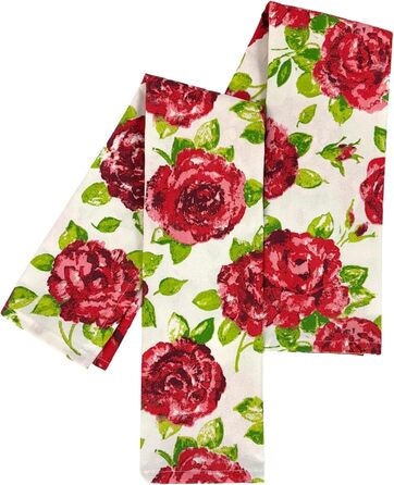 Різдвяні кухонні рушники Ragged Rose, бавовна (70x50x1 см, білі з рожевим)