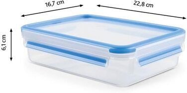 Набір контейнерів для зберігання продуктів EMSA Clip & Close, прямокутні, 5 контейнерів для зберігання x 0,8 л, 100 герметичні, придатні для миття в посудомийній машині, морозильної камери та мікрохвильової печі, прозорі, сині, зроблені в Німеччині, N1030