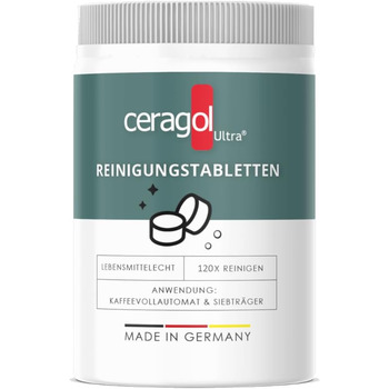 Порошок для чищення Ceragol Ultra Premium Засіб для чищення кавоварок, портафільтрів та еспресо-машин, засіб для видалення кавового жиру, 500 г (120 шт. (1 упаковка))
