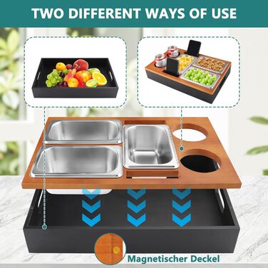 Снек-бокс з 3 мисками для снеків, 2 підставками для чашок та тримачем для мобільного телефону, чорний Foydream