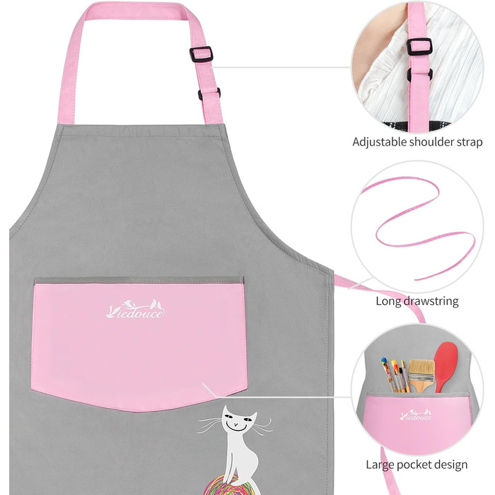 Фартух кухонний для дітей 46 х 60 см рожевий Viedouce