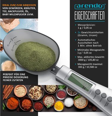 Электронная мерная ложка до 300 г Arendo