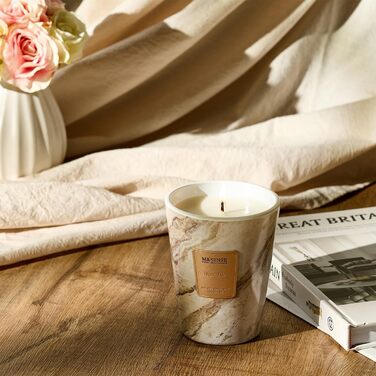 Велика ароматична свічка M&SENSE Чорні ароматичні свічки у склянці Ароматизована свічка з натурального соєвого воску Розслаблююча ароматерапія Подарунок для жінок та чоловіків, Різдво Час горіння 75 годин та 2 ґноти (Black Air, 400 г)