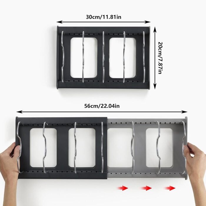 Підставка для посуду розсувна, 6 відділень, чорно-сірий SWRCEYJH