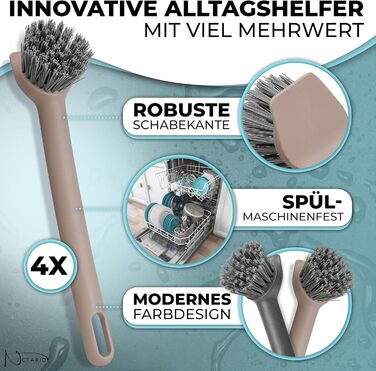 Щітка для посуду з нейлоновою щетиною та скребком 4 шт 24,5 см Nictario