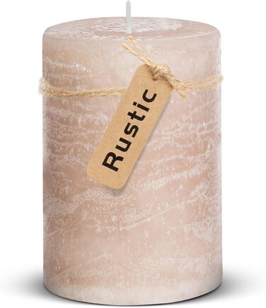 Набір із 4 свічок-стійок Brandsseller 7 x 10 см фарбовані та виготовлені з парафіну сільські свічки з тривалим часом горіння декоративні свічки для прикраси столу, Різдва та вечірок (7 x 14 см набір із 4 шт. , сіро-коричневого кольору)