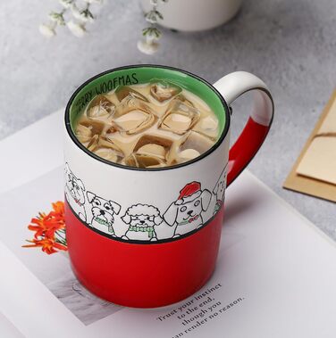 Керамічна різдвяна кружка, велика кавова кружка, різдвяна кружка 16oz, велика кружка, керамічна різдвяна кружка, зимова кружка, різдвяна кружка, чашка для кави, чаю, молока, різдвяні подарунки на день народження (стиль E)