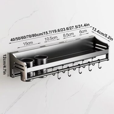 Настінний органайзер для кухонного приладдя 80 см срібний GMTstore