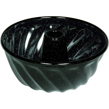 Форма для торта Bundt 18, КЛАСИЧНІ ФОРМИ ДЛЯ ВИПІЧКИ, діаметр 18 см, висота 9,7 см, ємність 1,1 л, емаль, чорна, індукційна, 0631-022