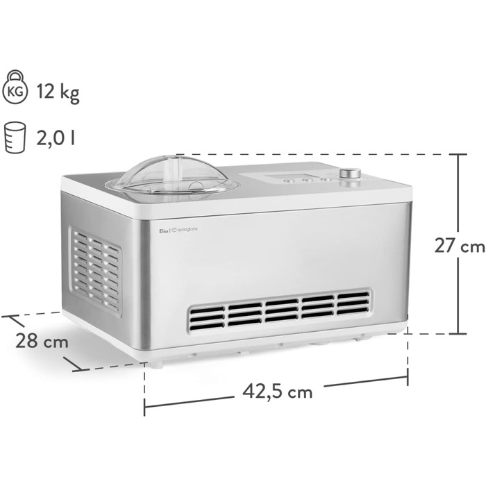 Морожениця і йогуртниця 2,0 л з компресором, що самоохолоджується 180 Вт Springlane Kitchen
