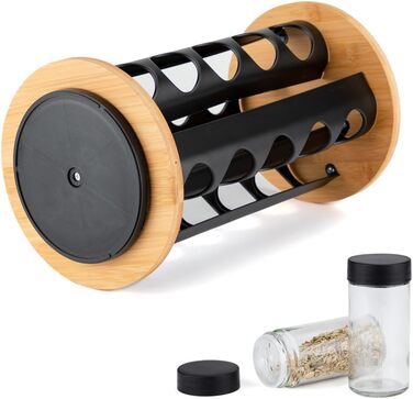 Обертова карусель на 20 баночок для спецій чорна EliteHoff