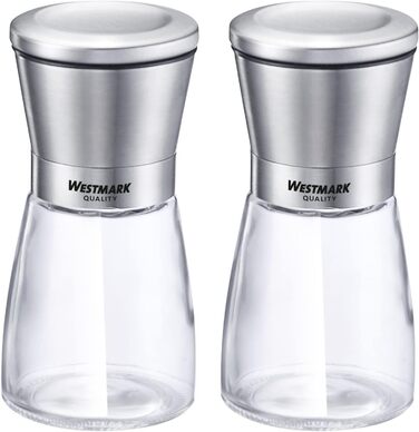 Дисплей Westmark, Вміст 6 дозаторів, Ємність 190 мл кожен, Скло/Нержавіюча сталь/Пластик, Прозорий/Чорний/Сріблястий, 63592611 (Млин для спецій, 2 шт. и, Прозорий/Сріблястий/Чорний)