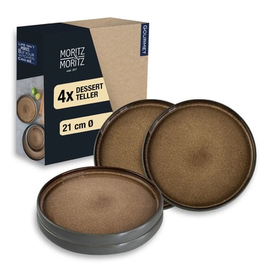 Набір з 4 десертних тарілок 21 см, світло-коричнева реактивна глазур Moritz & Moritz