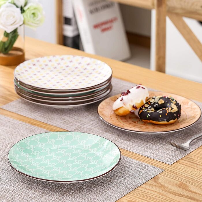 Тарілка десертна порцелянова vancasso, 12 шт. Тарілка для торта кольорова, Ø 21,5 см Тарілка плоска для сніданку (Тюльпан, десертна тарілка 12 шт.)