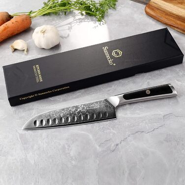 Дамаський ніж Sunnecko 20 см Кухонний ніж шеф-кухаря - гострий ніж з дамаської сталі, кухонний ніж з ергономічною ручкою