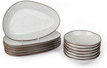 Манеж Реактивна порцеляна на 4 особи (12 шт.) Набір тарілок і мисок, пісок)