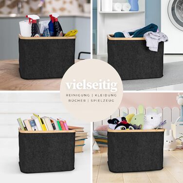 Кошик для зберігання 40 л Кошики, сумісні з IKEA KALLAX Shelf - Кошик для зберігання деревини Small Anthracite - Коробка для зберігання Полиця Кошик для зберігання - Паперовий ящик Кошик з фетру Складний кошик для білизни 40 л Фетр темно-сірий
