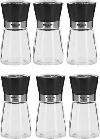 Дисплей Westmark, Вміст 6 дозаторів, Ємність 190 мл кожен, Скло/Нержавіюча сталь/Пластик, Прозорий/Чорний/Сріблястий, 63592611 (Spice Mill, 6 шт. , Blacky)