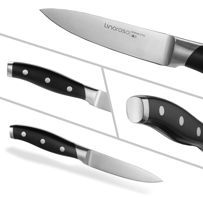 Нож для очистки овощей linoroso 9 см Нож для овощей Острые ножи для фруктов Кухонные ножи Маленькие кухонные ножи Немецкая поковка из углеродистой стали Эргономичная ручка с элегантной подарочной коробкой - Классическая серия 3,5-дюймовый нож для очистки 