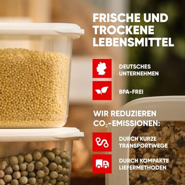 Банки для хранения с герметичными крышками Набор из 24 контейнеров для хранения БЕЗ БИСФЕНОЛА А Для мюсли, хранения муки и сахара Практичный кухонный ящик для хранения всех продуктов (белый / набор из 6 шт. 0,550 мл)