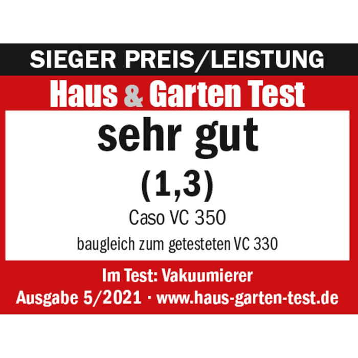 Вакуумний пакувальник CASO VC300 - вакуумний пакувальник, їжа в 8 разів довша свіжа, подвійний зварний шов, регульована міцність вакууму, в т.ч. коробка з фольги, різак, 2 професійні рулони фольги, шланг для вакуумного контейнера (одинарний, з нержавіючої