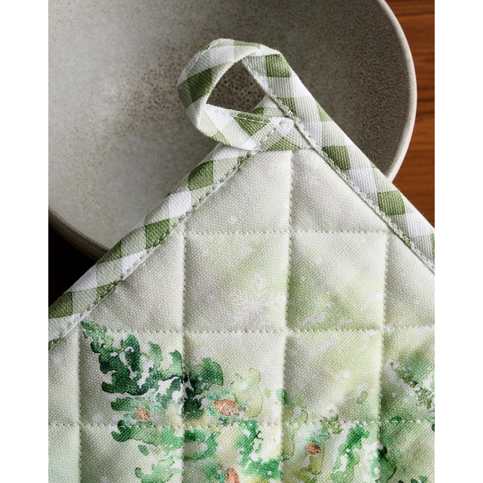 Рукавички для духовки Maison d&39 Hermine, підставки для каструль, 100 бавовна, термостійкі кухонні рукавички, рукавички для духовки (19 см x 33 см) та підставки для каструль (20 см x 20 см) для приготування їжі, Morzine - рукавички для духовки (19 x 33 с