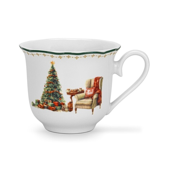 Набір з 2-х кухлів Fissman 250 мл CHRISTMAS EVE з блюдцями порцеляна (13760)