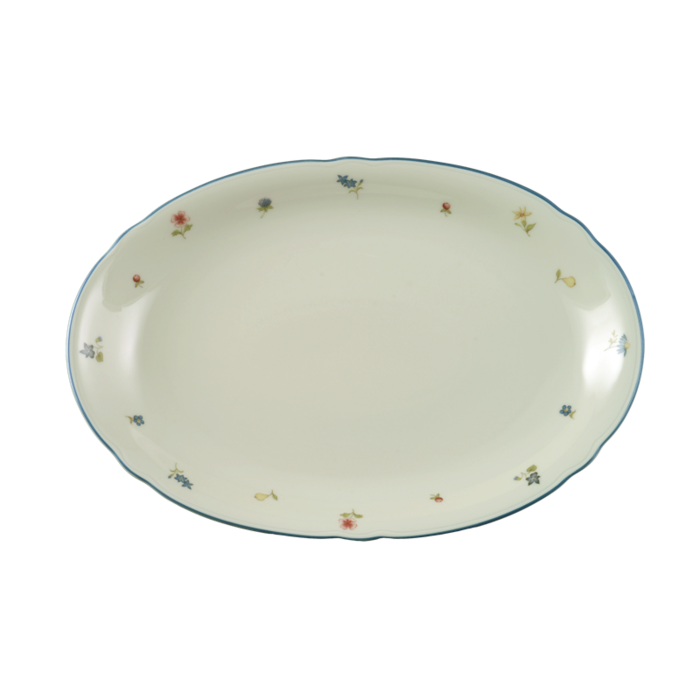 Блюдо овальне 31 см Streublume blauer Rand Marie-Luise Seltmann