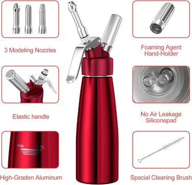 Диспенсер для вершків 500 мл червоний Newaner