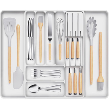 Органайзер для столових приладів 60 х 40 х 4,6 см білий Lifewit