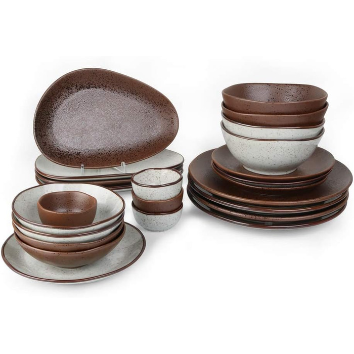 Арена Реактивна порцеляна на 4 особи (24 шт. Вечеря сервіз (коричневий/бежевий, пісочний)
