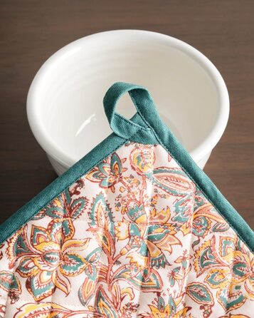 Рукавички для духовки Maison d&39 Hermine, підставки для каструль, 100 бавовна, термостійкі кухонні рукавички, рукавички для духовки (19 см x 33 см) та підставки для каструль (20 см x 20 см) для приготування їжі, Morzine - рукавички для духовки (19 x 33 с