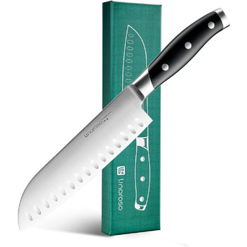 Ніж для чищення овочів linoroso 9 см Ніж для чищення овочів Гострі ножі для фруктів Кухонні ножі Маленькі кухонні ножі Німецькі поковки з вуглецевої сталі Ергономічна ручка з елегантною подарунковою коробкою - Класична серія (8-дюймовий ніж сантоку)