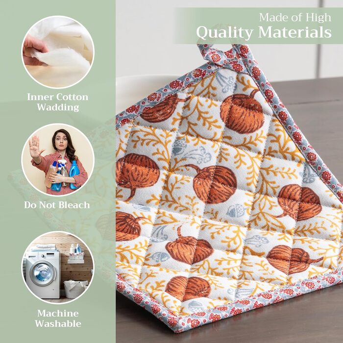 Рукавички для духовки Maison d&39 Hermine, підставки для каструль, 100 бавовна, термостійкі кухонні рукавички, рукавички для духовки (19 см x 33 см) та підставки для каструль (20 см x 20 см) для приготування їжі, Морзін - рукавички для духовки (19 x 33 см