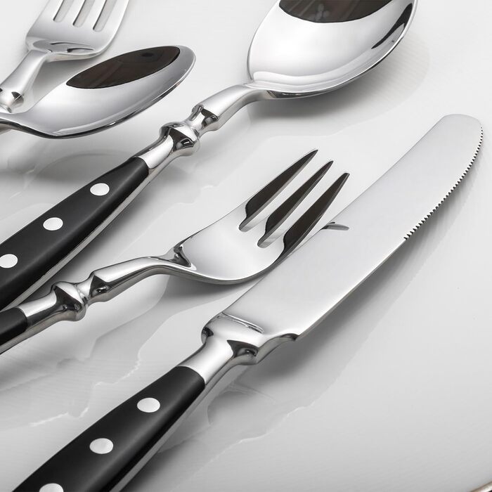 Набор столовых приборов на 6 персон, 30 предметов, черный Alata