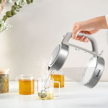 Tefal Электрочайник Glass Kettle 1.7л, стекло, с подсветкой, серебристо-серый