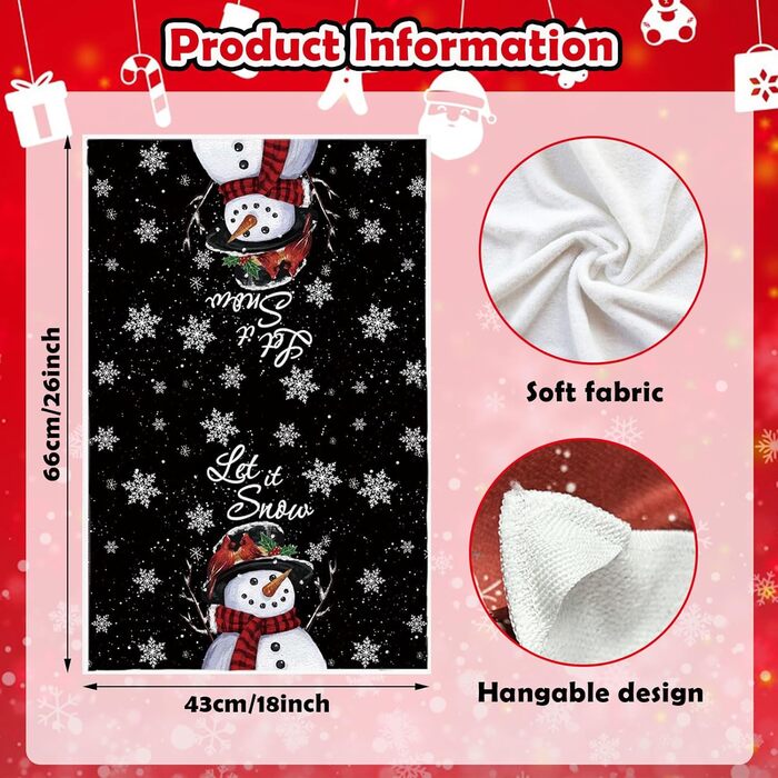 Набір з 2 різдвяних кухонний рушників 43 x 66 см, чорний YUNHENTONG