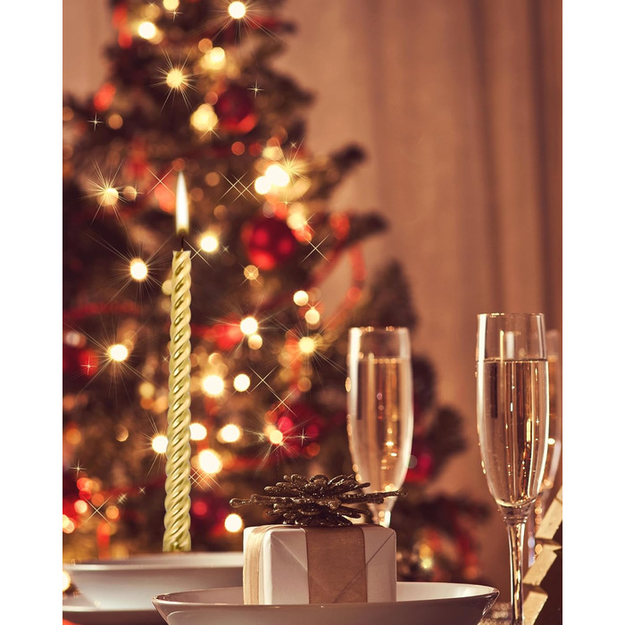 Набір з 4 конічних спіральних свічок 2 х 25,5 см, золотистий Alederways