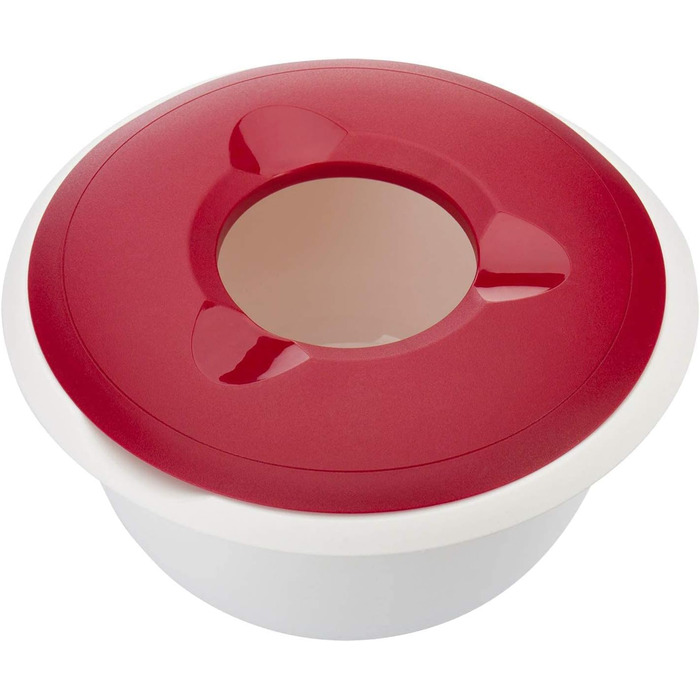 Чаша для змішування та випікання з двокомпонентною кришкою, 2,5 л, з носиком, пластикова, біла/яблучно-зелена, 3153227A (біла/червона, з кришкою)