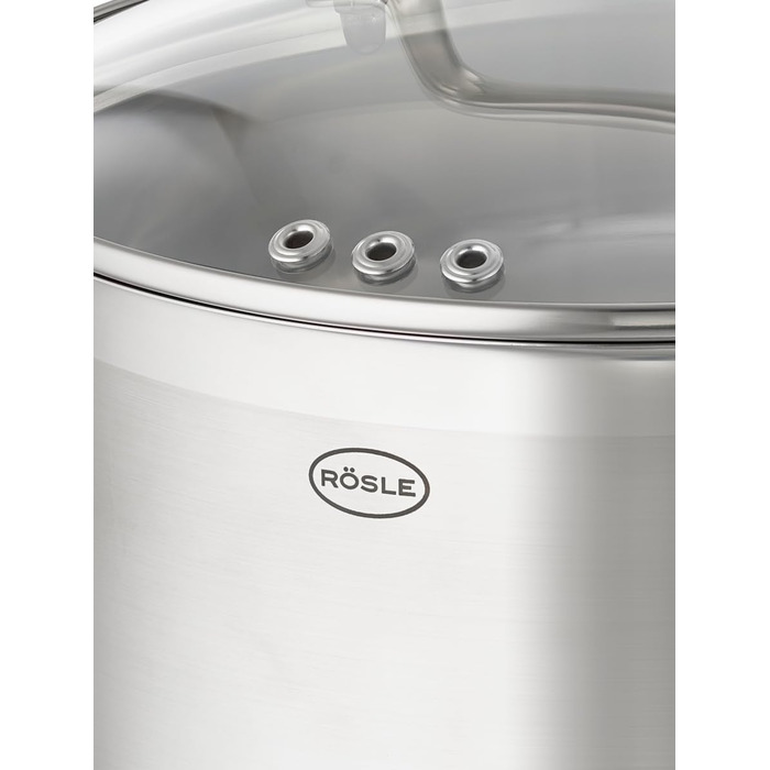 Універсальний набір каструль RSLE CHARM високої якості з 3 каструлями та 1 каструлею, нержавіюча сталь 18/10, скляна кришка, внутрішня вага, підходить для індукційних плит, можна мити в посудомийній машині (24 см, каструля)