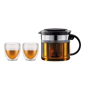 Чайник для заварювання чорний зі склянками, 3 предмета, Bistro Nouveau Bodum