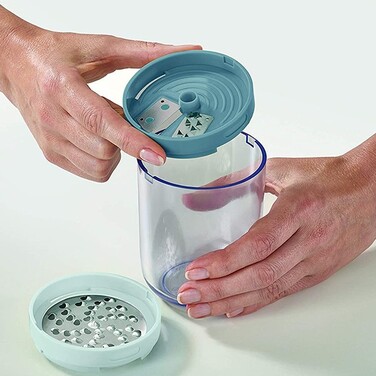 Овочерізка ручна спіральна 3-в-1 з трьома змінними насадками Joseph Joseph GADGETS, сірий, 7,8 х 7,8 х 16 см