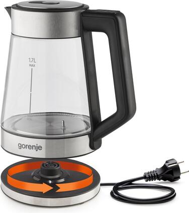 Gorenje Електрочайник 1.7л, 2,200 Вт, скло, нерж